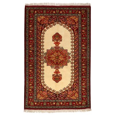 Tapis Persan Fait Main avec Design Médaillon Couleur Beige