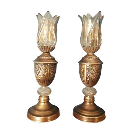 Bougeoir en cristal persan en forme de tulipe (2x)