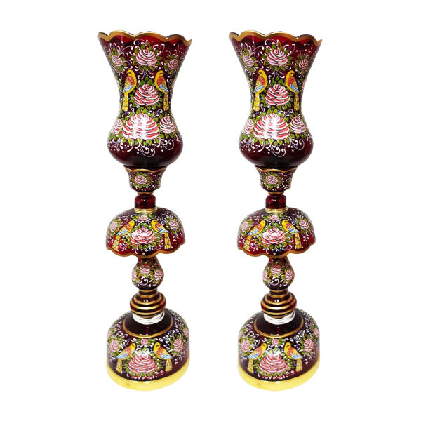 Lampe de cristal persane – forme traditionnelle Laleh avec oiseaux