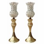 Bougeoir en cristal persan en forme de tulipe avec base en métal (2x)