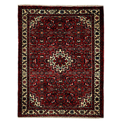 Tapis Persan en Laine Fait Main avec Design Médaillon Intriqué Jardin Rouge