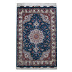 Tapis Persan en Laine Fait Main avec Design Médaillon Bleu Marine – Tabriz