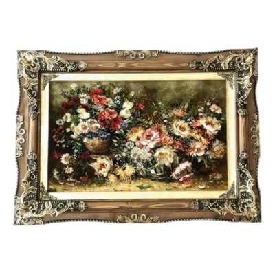 Tapis persan figuratif noué à la main de Tabriz représentant des lys
