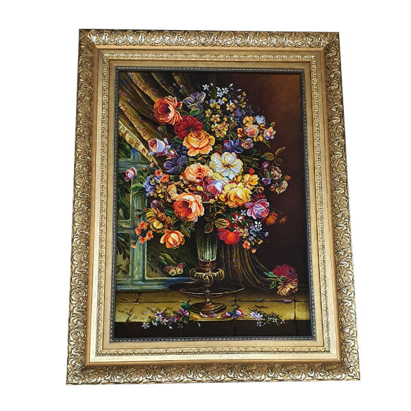 Tapis persan figuratif noué à la main de Tabriz représentant du jasmin