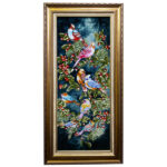 Tapis persan figuratif noué à la main de Tabriz représentant un rossignol