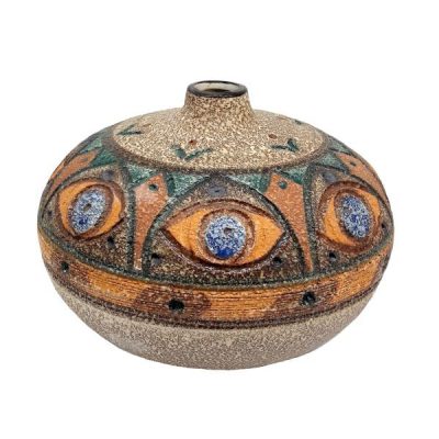 Vase à tige unique en poterie décoratif – Idéal pour fleurs fraîches ou séchées.