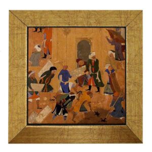 Carreau persan décoratif encadré – Shahnameh inspiré : Diamant