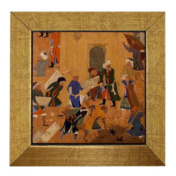 Carreau persan décoratif encadré - Shahnameh inspiré : Diamant