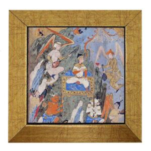 Carreau persan décoratif encadré – Shahnameh inspiré : Anges