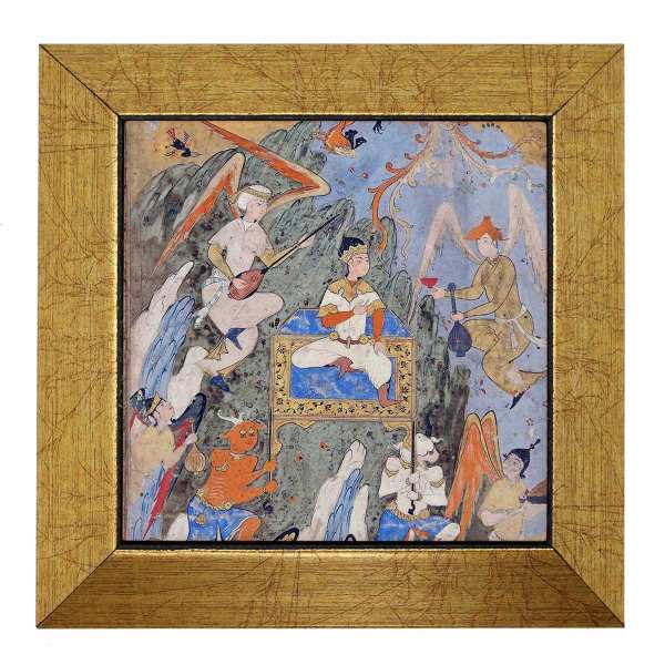 Carreau persan décoratif encadré - Shahnameh inspiré : Anges