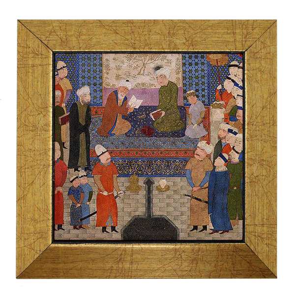 Carreau persan décoratif encadré - Shahnameh inspiré : Karnia