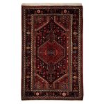 Tapis Persan en Laine Fait Main avec Design Tribal Intriqué Bleu Marine