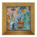 Carreau persan décoratif encadré – Shahnameh inspiré : Feu