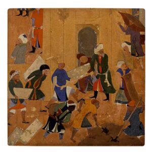 Carreau en céramique persane décoratif – Shahnameh inspiré : Mur ancien