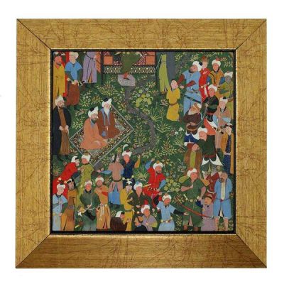 Carreau persan décoratif encadré – Shahnameh inspiré : Mania