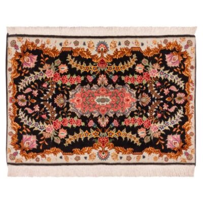 Tapis Persan Mélange de Soie et Laine Fait Main avec Design Médaillon et Toranj – Tabriz