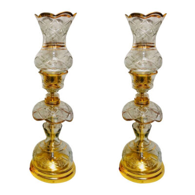 Lampe de cristal persane – forme traditionnelle Laleh dorée