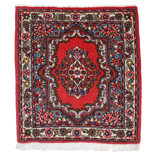 Tapis Persan Mélange de Soie et Laine Fait Main avec Design Médaillon Intriqué Rouge