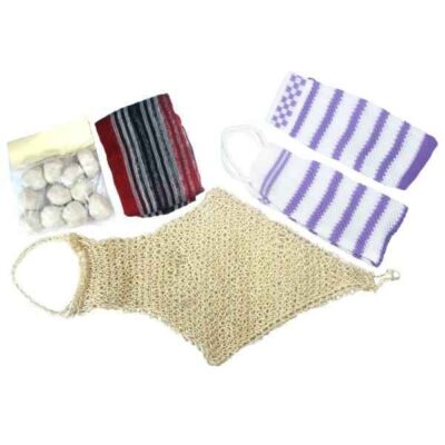 Sefidab – Ensemble de masque naturel iranien Roshor pour le visage et le corps avec gant de douche