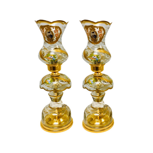 Lampe de cristal persane – forme traditionnelle Laleh Shah Abbasi dorée