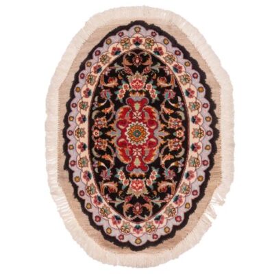Tapis Persan Mélange de Soie et Laine Fait Main avec Design Médaillon Ovale – Tabriz