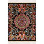 Tapis Persan en Soie Fait Main avec Fond Noir – Qom