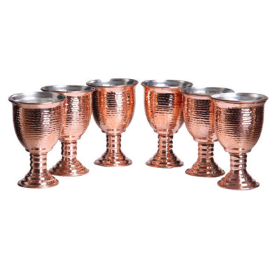 Ensemble de 6 verres à vin en cuivre persan martelé – Modèle Jaam