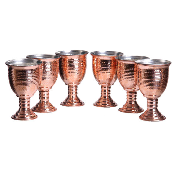 Ensemble de 6 verres à vin en cuivre persan martelé - Modèle Jaam