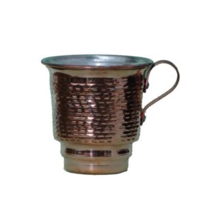 Tasse persane en cuivre – Fabriquée à la main avec anse pour boissons froides – Martelée