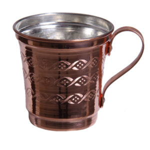 Tasse persane en cuivre – Fabriquée à la main avec anse pour boissons froides – Martelée Mess