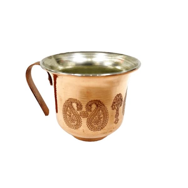 Tasse persane en cuivre - Fabriquée à la main avec anse pour boissons froides - Martelée