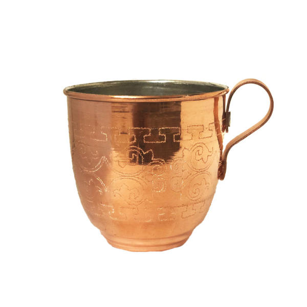 Tasse persane en cuivre - Fabriquée à la main avec anse pour boissons froides - Martelée Versace