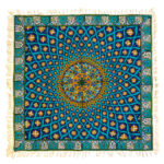 Nappe Iranienne : Impression Traditionnelle Kalamkari d’Isfahan Bloc Galaxie Bleue