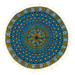 Nappe Iranienne : Impression Traditionnelle Kalamkari d’Isfahan Bloc Galaxie Bleue II