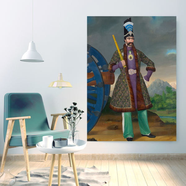 Affiche murale en bois persane - Roi d'Iran