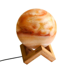 Lampe globe de sel persane – design lune magnifique fait main avec base en bois