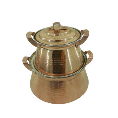Marmite en cuivre persan – Ensemble de 2 marmites martelées traditionnelles