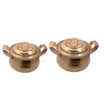 Marmite en cuivre persan – Ensemble de 2 marmites martelées traditionnelles, modèle 2628