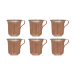 Tasse persane en cuivre – Ensemble de 6 fabriquées à la main avec anse pour boissons froides – Martelées Zanjani