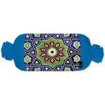 Traversin Cylindrique Traditionnel Persan avec Tissu en Velours Bleu