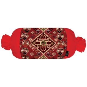 Traversin Cylindrique Traditionnel Persan avec Tissu en Velours Rouge