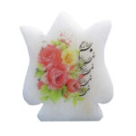 Lampe en sel en forme de flamme islamique artisanale avec calligraphie des 4 Sourates Qul