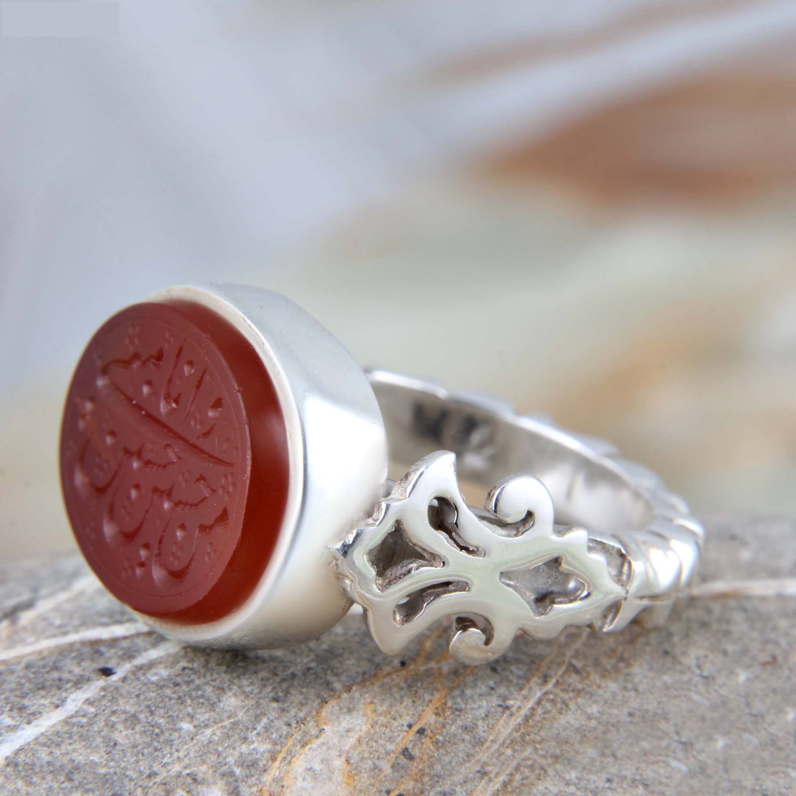Bague en argent Aqeeq yéménite islamique pour hommes - Husayn