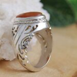 Bague en argent Aqeeq yéménite persane pour hommes – Rouge