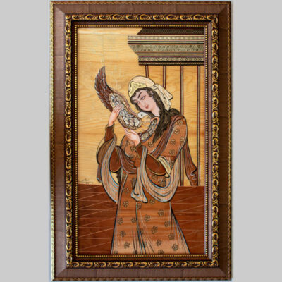 Art en Marqueterie de Bois – La Dame Artistique Perse de l’Amour