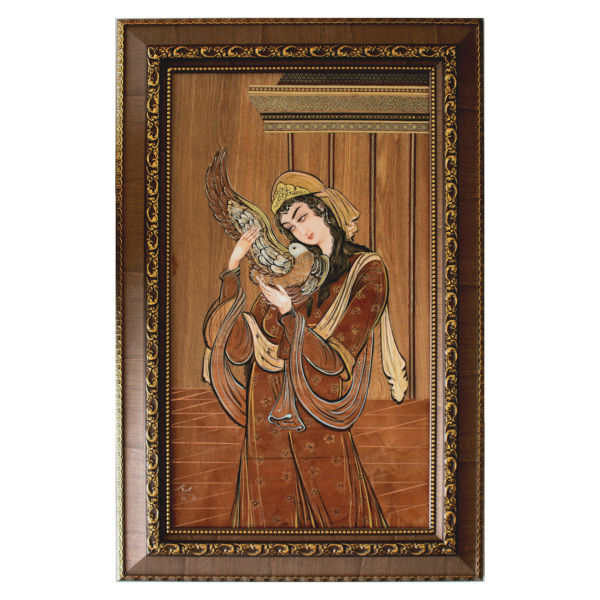 Art en Marqueterie de Bois - La Dame Artistique Perse de l'Amour