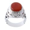 Bague en argent Aqeeq yéménite persane pour hommes - Rouge brillant