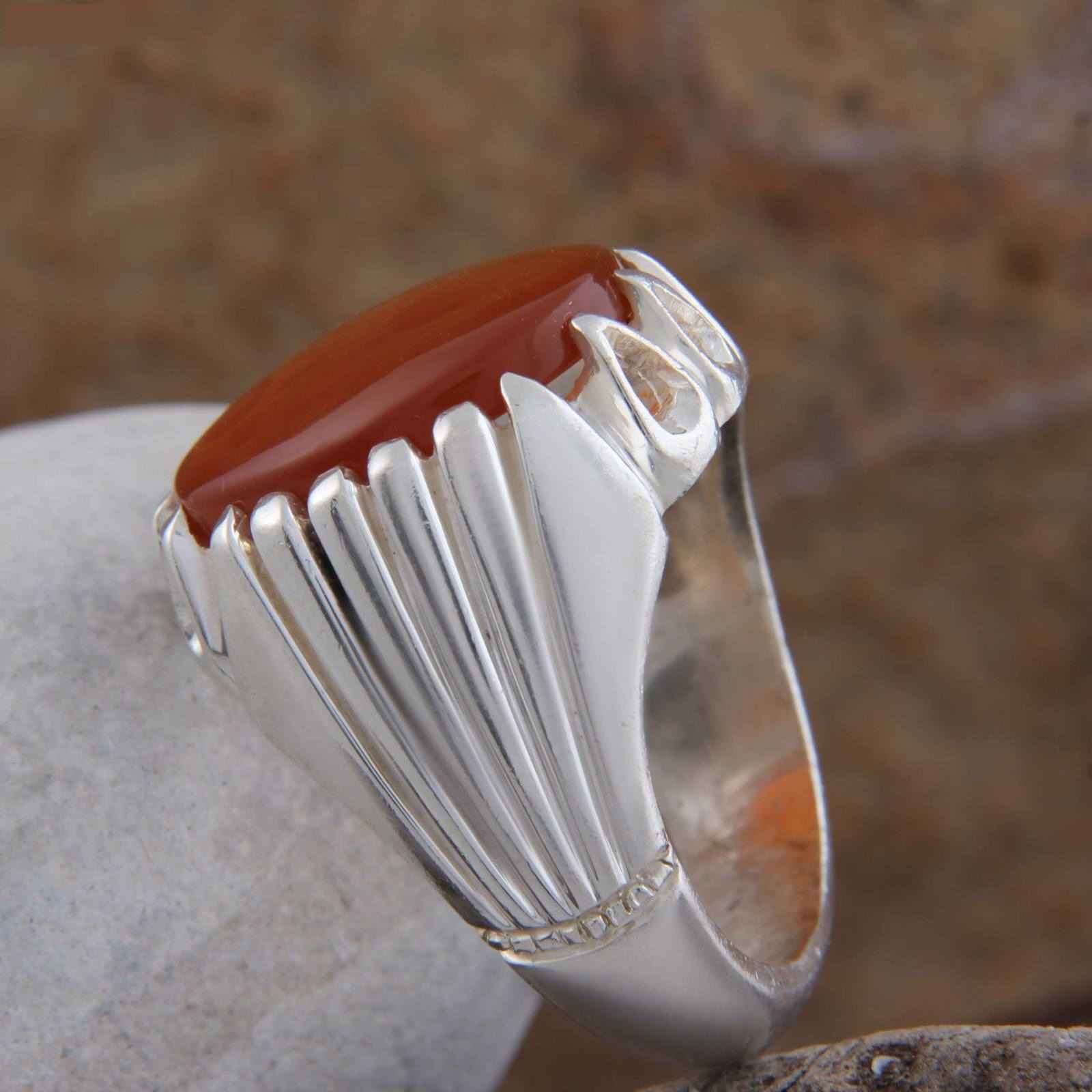 Bague en argent Aqeeq yéménite persane pour hommes - Modèle Aqeeq