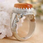 Bague en argent Aqeeq yéménite persane pour hommes – Rouge