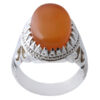 Bague en argent Aqeeq yéménite persane pour hommes - Rouge